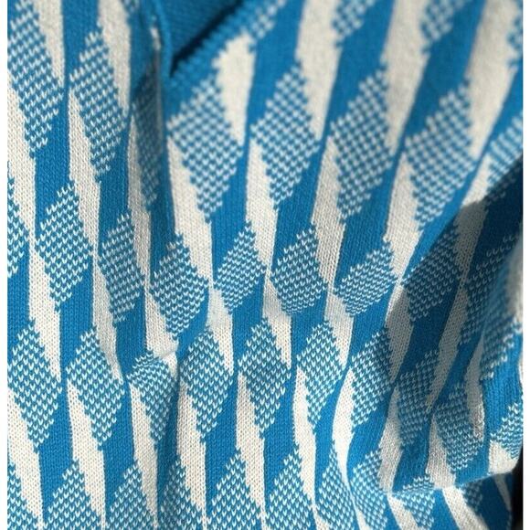 Vintage Sweater Vest Custom Made Turquoise Blue White Mod Size S - Picture 5 of 6